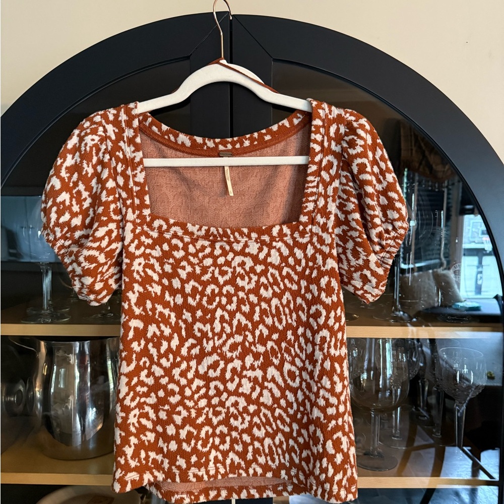 Free People Brown Puff Sleeve Blouse